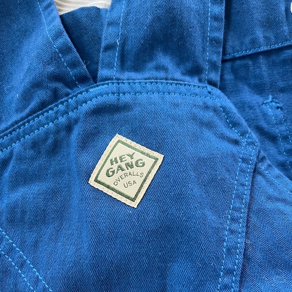 Hey Gang: Knee Patch Overalls in French Blue: size 00 - Picture 5 of 8
